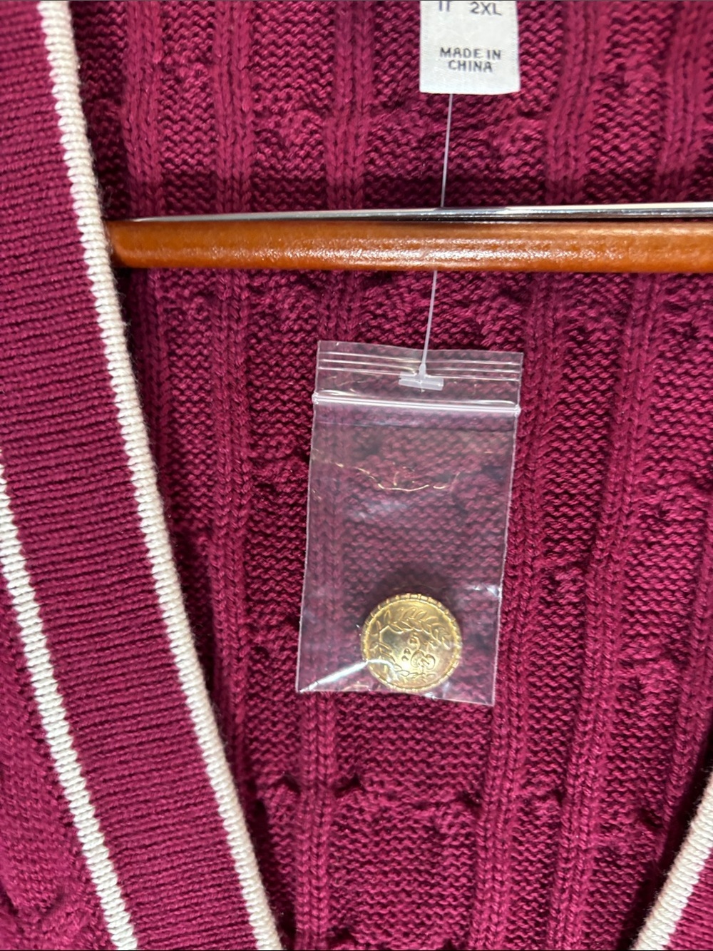 Isaac Mizrahi Fuchsia Cable-Knit Cardigan with White Trim - Picture 3 of 9